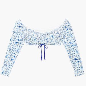 Plush Velvet Long-Sleeve Sleep Crop Top